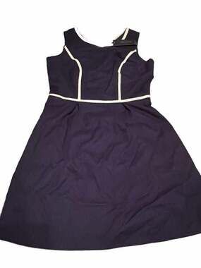 NWT Tommy Hilfiger Navy Blue Fit & Flare Dress with White Piping and Pockets